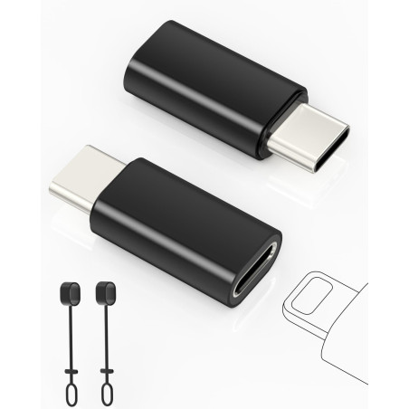 2 Pack Adaptateur Lightning vers USB C pour iPhone 15/16 Pro/16 Plus/Pro Max, Samsung S24, Supportant La Charge et Le Transfert 