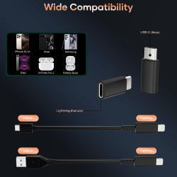 2 Pack Adaptateur Lightning vers USB C pour iPhone 15/16 Pro/16 Plus/Pro Max, Samsung S24, Supportant La Charge et Le Transfert 