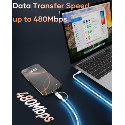 2 Pack Adaptateur Lightning vers USB C pour iPhone 15/16 Pro/16 Plus/Pro Max, Samsung S24, Supportant La Charge et Le Transfert 