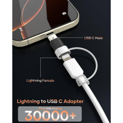 2 Pack Adaptateur Lightning vers USB C pour iPhone 15/16 Pro/16 Plus/Pro Max, Samsung S24, Supportant La Charge et Le Transfert 
