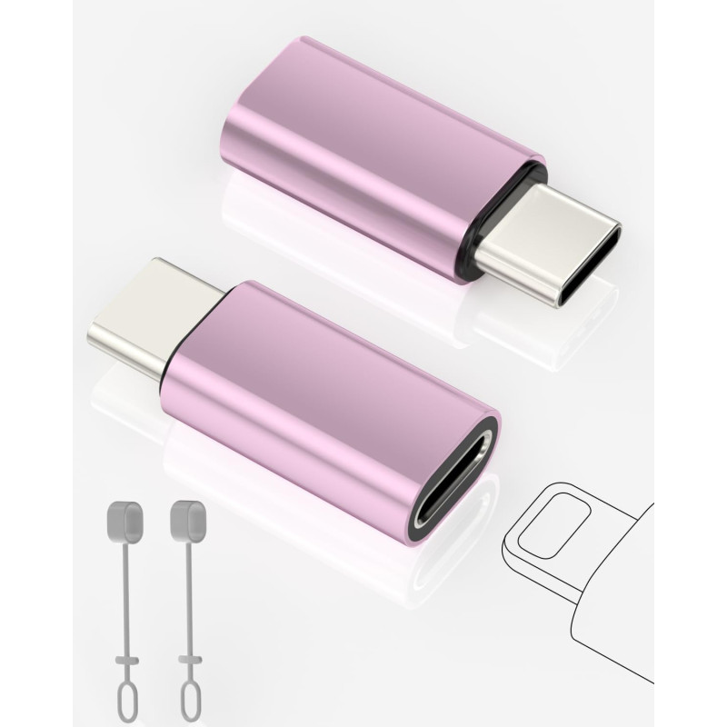 2 Pack Adaptateur Lightning vers USB C pour iPhone 15/16 Pro/16 Plus/Pro Max, Samsung S24, Supportant La Charge et Le Transfert 