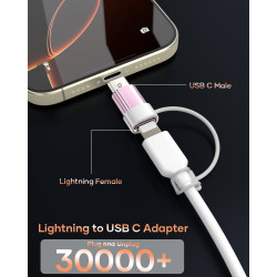 2 Pack Adaptateur Lightning vers USB C pour iPhone 15/16 Pro/16 Plus/Pro Max, Samsung S24, Supportant La Charge et Le Transfert 