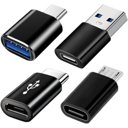 Adaptateurs USB C (Lot de 4), Adaptateur USB Type C vers USB 3.0 OTG, Adaptateur Micro USB vers USB C Compatible avec MacBook Pr