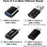 Adaptateurs USB C (Lot de 4), Adaptateur USB Type C vers USB 3.0 OTG, Adaptateur Micro USB vers USB C Compatible avec MacBook Pr