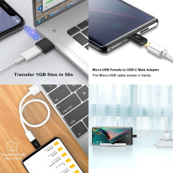 Adaptateurs USB C (Lot de 4), Adaptateur USB Type C vers USB 3.0 OTG, Adaptateur Micro USB vers USB C Compatible avec MacBook Pr
