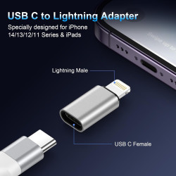 Adaptateur USB C vers Lightning (Lot de 2), Adaptateur Lightning USBC PD Charge Rapide et Transfert de Données, Adaptateur iPhon