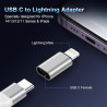 Adaptateur USB C vers Lightning (Lot de 2), Adaptateur Lightning USBC PD Charge Rapide et Transfert de Données, Adaptateur iPhon