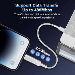 Adaptateur USB C vers Lightning (Lot de 2), Adaptateur Lightning USBC PD Charge Rapide et Transfert de Données, Adaptateur iPhon