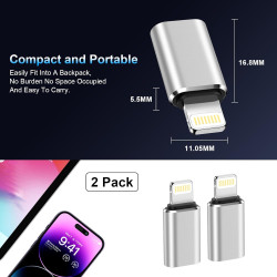 Adaptateur USB C vers Lightning (Lot de 2), Adaptateur Lightning USBC PD Charge Rapide et Transfert de Données, Adaptateur iPhon