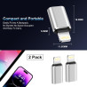 Adaptateur USB C vers Lightning (Lot de 2), Adaptateur Lightning USBC PD Charge Rapide et Transfert de Données, Adaptateur iPhon