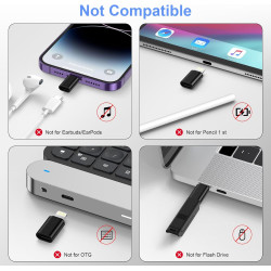 Adaptateur Lightning vers USB C (Lot de 4), Adaptateur USB C vers Lightning Apple Charge Rapide et Transfert de Données pour iPh