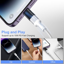 Adaptateur Lightning vers USB C (Lot de 4), Adaptateur USB C vers Lightning Apple Charge Rapide et Transfert de Données pour iPh