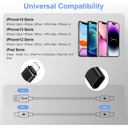 Adaptateur Lightning vers USB C (Lot de 4), Adaptateur USB C vers Lightning Apple Charge Rapide et Transfert de Données pour iPh