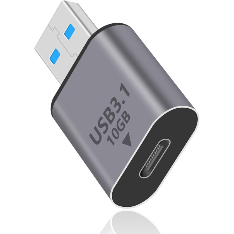 Duttek Adaptateur Femelle USB C vers Mâle USB 10Gbps, Adaptateur USBC vers A OTG Charge Rapide pour iPhone, MacBook, PC, Laptop,