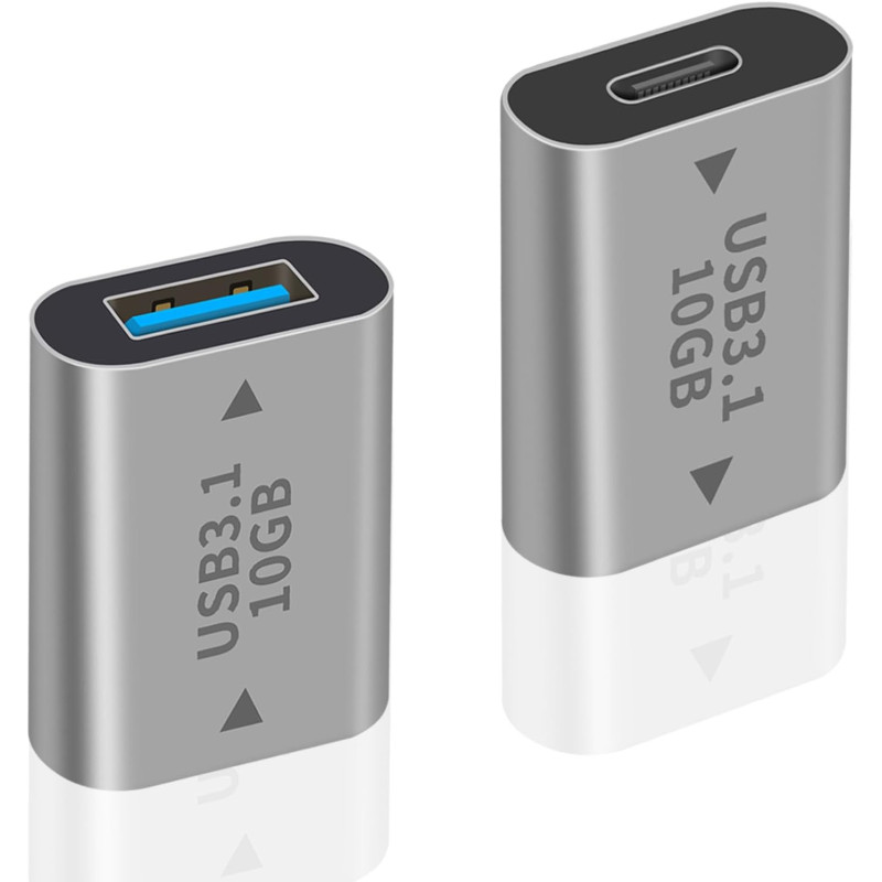 Duttek Adaptateur USB vers USB Type C 10Gbps, Adaptateur USB C Femelle vers USB A Femelle pour Synchronisation des Données et Re