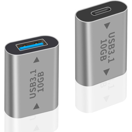 Duttek Adaptateur USB vers USB Type C 10Gbps, Adaptateur USB C Femelle vers USB A Femelle pour Synchronisation des Données et Re