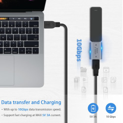 Duttek Adaptateur USB vers USB Type C 10Gbps, Adaptateur USB C Femelle vers USB A Femelle pour Synchronisation des Données et Re