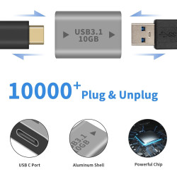 Duttek Adaptateur USB vers USB Type C 10Gbps, Adaptateur USB C Femelle vers USB A Femelle pour Synchronisation des Données et Re