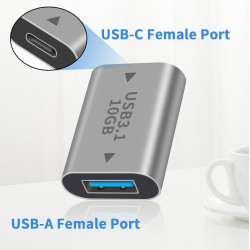 Duttek Adaptateur USB vers USB Type C 10Gbps, Adaptateur USB C Femelle vers USB A Femelle pour Synchronisation des Données et Re