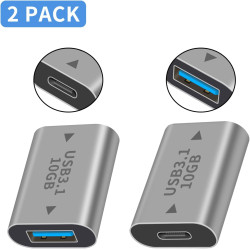 Duttek Adaptateur USB vers USB Type C 10Gbps, Adaptateur USB C Femelle vers USB A Femelle pour Synchronisation des Données et Re