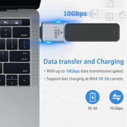 Duttek Adaptateurs USB C vers USB A 10Gbps, Adaptateur Type C Femelle vers A Mâle OTG Charge Rapide pour iPhone, MacBook, PC, Or
