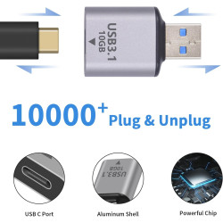 Duttek Adaptateurs USB C vers USB A 10Gbps, Adaptateur Type C Femelle vers A Mâle OTG Charge Rapide pour iPhone, MacBook, PC, Or