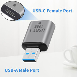 Duttek Adaptateurs USB C vers USB A 10Gbps, Adaptateur Type C Femelle vers A Mâle OTG Charge Rapide pour iPhone, MacBook, PC, Or