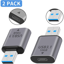 Duttek Adaptateurs USB C vers USB A 10Gbps, Adaptateur Type C Femelle vers A Mâle OTG Charge Rapide pour iPhone, MacBook, PC, Or