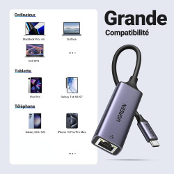 Uvert adaptateur usb c ethernet gigabit thunderbolt vers rj45 réseau lan 1gbps compatible avec iphone 17 pro max air 16 15 macbo