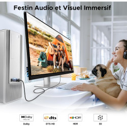 Uvert lot de 2 adaptateur displayport vers hdmi 4k 30hz 2k 60hz 1080p unidirectionnel convertisseur dp mâle vers hdmi femelle hd