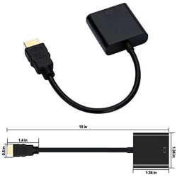 Alextry Adaptateur HDMI vers VGA Adaptateur convertisseur mâle vers Femelle 1080P pour Tablette PC Portable Noir