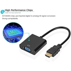 Alextry Adaptateur HDMI vers VGA Adaptateur convertisseur mâle vers Femelle 1080P pour Tablette PC Portable Noir