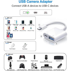 Loydia Adaptateur Lightning vers USB 3.0 avec Port de Charge Rapide, Adaptateur USB iPhone iPad, Caméra OTG Adaptateur pour ipho