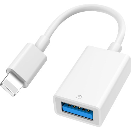 [Certifié Apple MFi] Adaptateur Lightning vers USB, Adaptateur USB pour iPhone 14 13 Pro Max iPad, Caméra OTG Adaptateur pour Fl