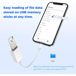 [Certifié Apple MFi] Adaptateur Lightning vers USB, Adaptateur USB pour iPhone 14 13 Pro Max iPad, Caméra OTG Adaptateur pour Fl