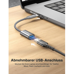 JSAUX Adaptateur USB C vers USB 3.0 [Lot de 2] Câble OTG USB Type C Mâle vers USB A Femelle Compatible avec iPhone 16 Pro Max/15