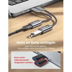 JSAUX Adaptateur USB C vers USB 3.0 [Lot de 2] Câble OTG USB Type C Mâle vers USB A Femelle Compatible avec iPhone 16 Pro Max/15