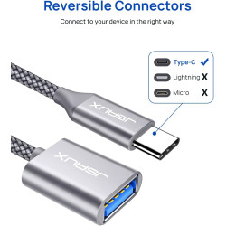 JSAUX Adaptateur USB C vers USB 3.1 [Pack de 2] Câble adaptateur OTG Type C Compatible avec Samsung Galaxy S20 S10 S9 Plus Note 