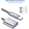 JSAUX Adaptateur USB C vers USB 3.1 [Pack de 2] Câble adaptateur OTG Type C Compatible avec Samsung Galaxy S20 S10 S9 Plus Note 