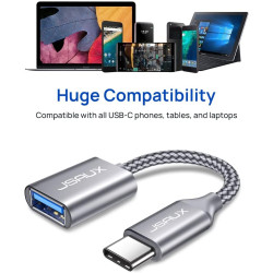 JSAUX Adaptateur USB C vers USB 3.1 [Pack de 2] Câble adaptateur OTG Type C Compatible avec Samsung Galaxy S20 S10 S9 Plus Note 