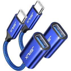 JSAUX Adaptateur USB A vers USB C, Adaptateur de Câble USB C OTG-Bleu