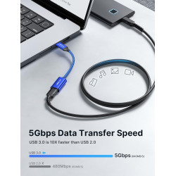 JSAUX Adaptateur USB A vers USB C, Adaptateur de Câble USB C OTG-Bleu