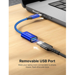 JSAUX Adaptateur USB A vers USB C, Adaptateur de Câble USB C OTG-Bleu