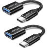 JSAUX Adaptateur USB C vers USB 3.0 [Lot de 2] Câble OTG USB Type C Mâle vers USB A Femelle Compatible avec iPhone 16/15 Pro Max