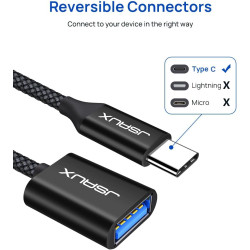 JSAUX Adaptateur USB C vers USB 3.0 [Lot de 2] Câble OTG USB Type C Mâle vers USB A Femelle Compatible avec iPhone 16/15 Pro Max