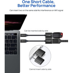 JSAUX Adaptateur USB C vers USB 3.0 [Lot de 2] Câble OTG USB Type C Mâle vers USB A Femelle Compatible avec iPhone 16/15 Pro Max
