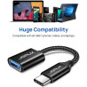 JSAUX Adaptateur USB C vers USB 3.0 [Lot de 2] Câble OTG USB Type C Mâle vers USB A Femelle Compatible avec iPhone 16/15 Pro Max
