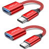 JSAUX Adaptateur USB A vers USB C, Adaptateur de Câble USB C OTG-Rouge