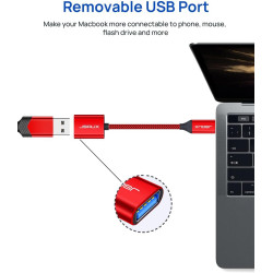 JSAUX Adaptateur USB A vers USB C, Adaptateur de Câble USB C OTG-Rouge