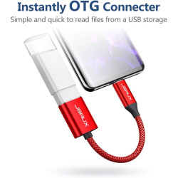 JSAUX Adaptateur USB A vers USB C, Adaptateur de Câble USB C OTG-Rouge